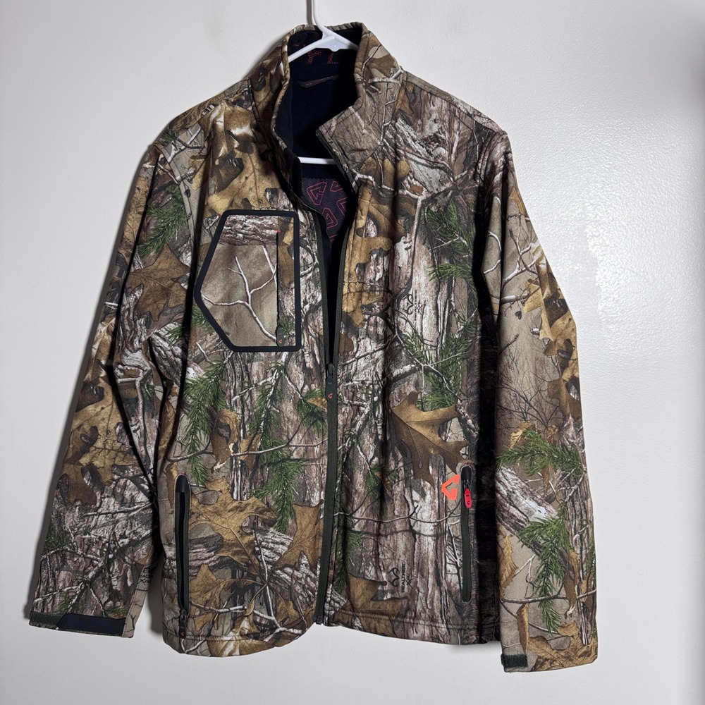 Gyde Supply Co Heated Jacket Mens Medium Brown Realtree Xtra Camo Tactical Zip